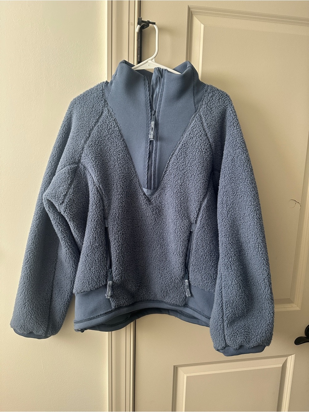 Free people Half-Zip Turtleneck Fleece Sweater - Dusty Blue